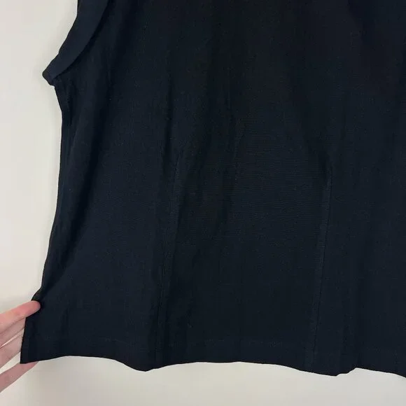 NWT LOFT Black Cap Sleeve Slim Fitted Bodice Muscle Tee - Picture 3 of 7